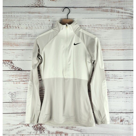 NIKE Women's Size M Medium Hyperwarm Shield Half 1/2 Zip Long Sleeve 485728-072 - Picture 1 of 12